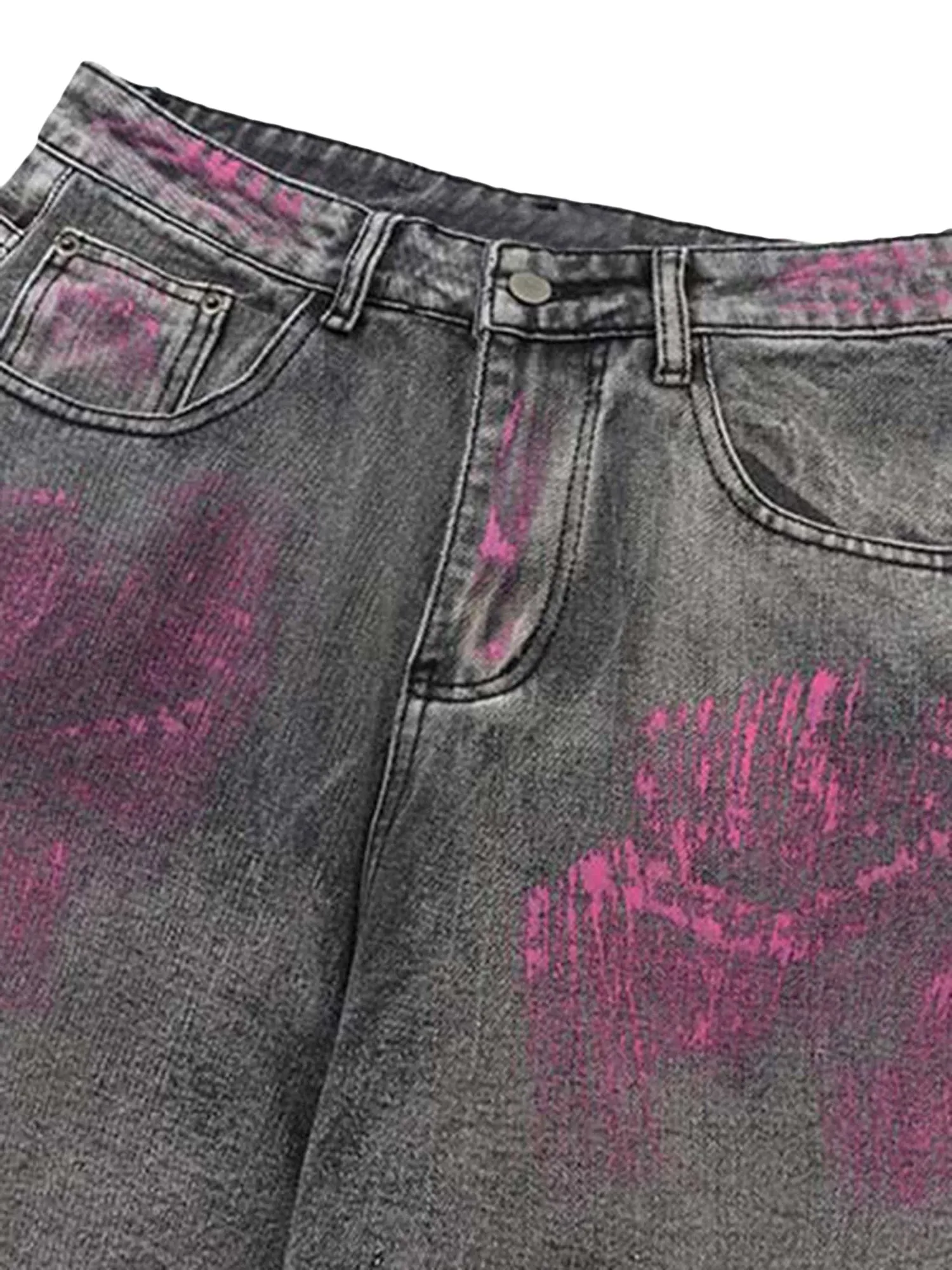 Thesupermade Graffiti Distressed Washed Baggy Jeans - 1886