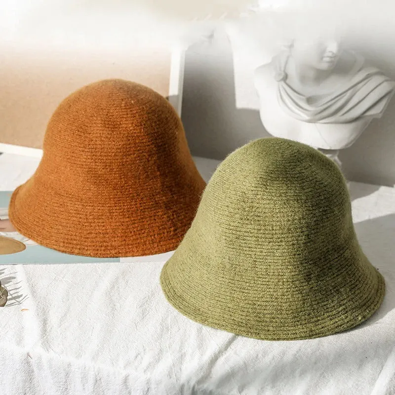 Thick and Warm Vintage Knitting Cloche Bucket Hats