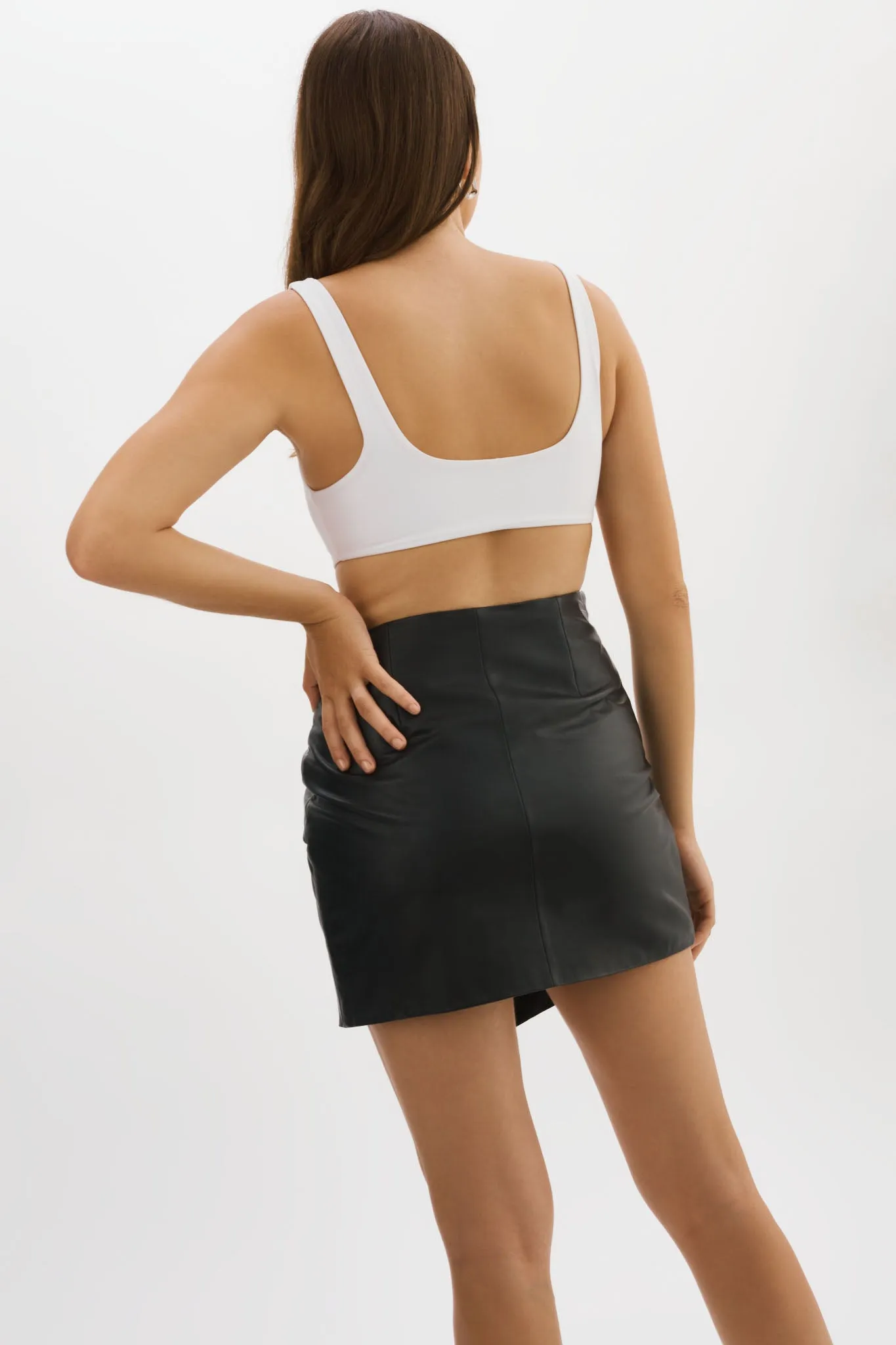 TRISHA | Leather Mini Sarong Skirt