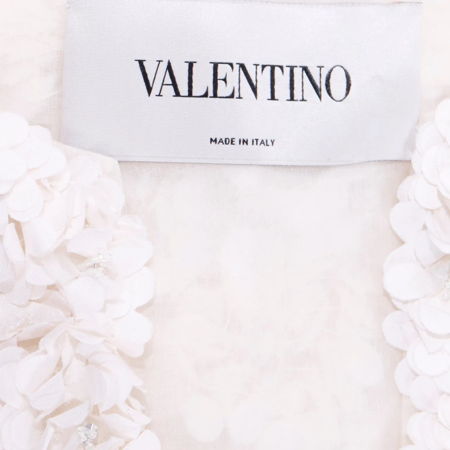 Valentino White Floral Silk Applique Cropped Shrug Bolero Jacket