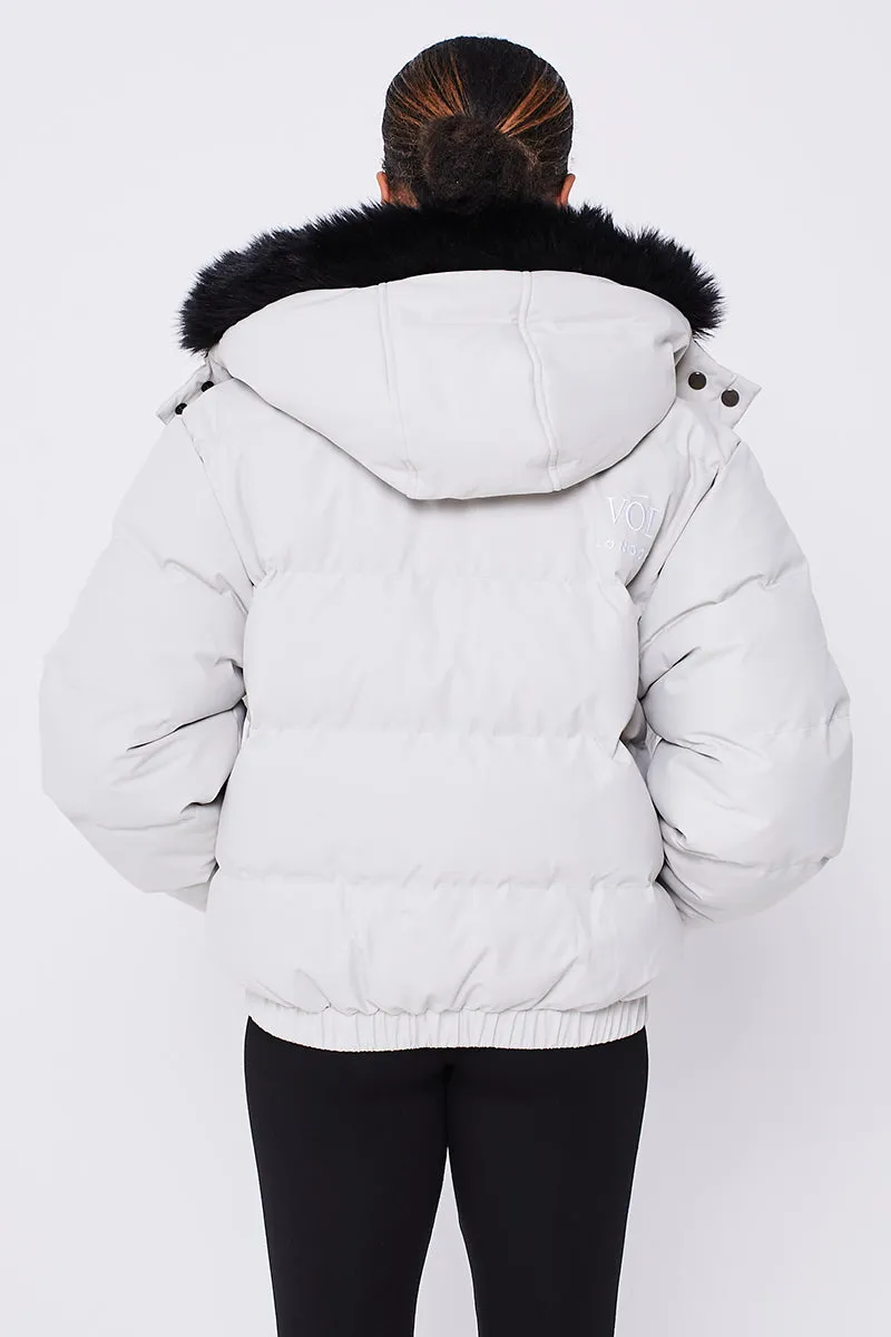 Victoria Cropped Puffer Jacket - Stone