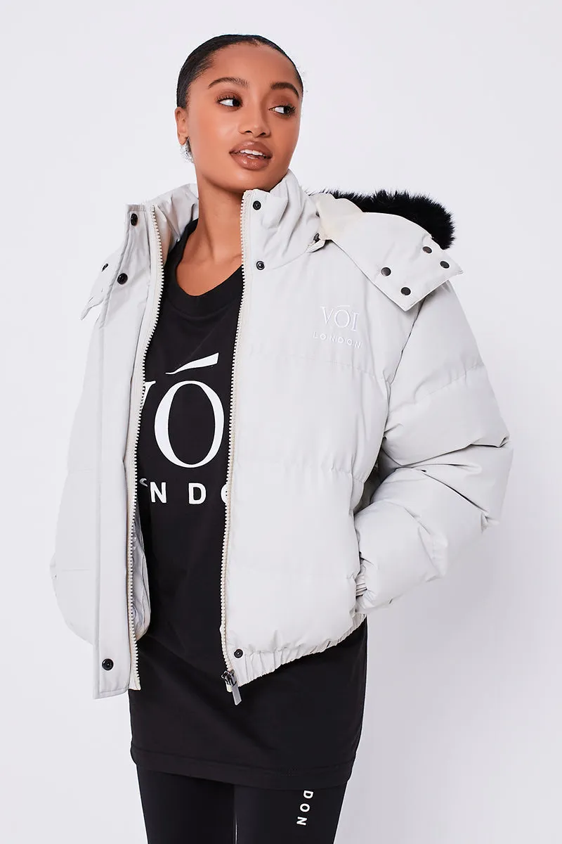 Victoria Cropped Puffer Jacket - Stone