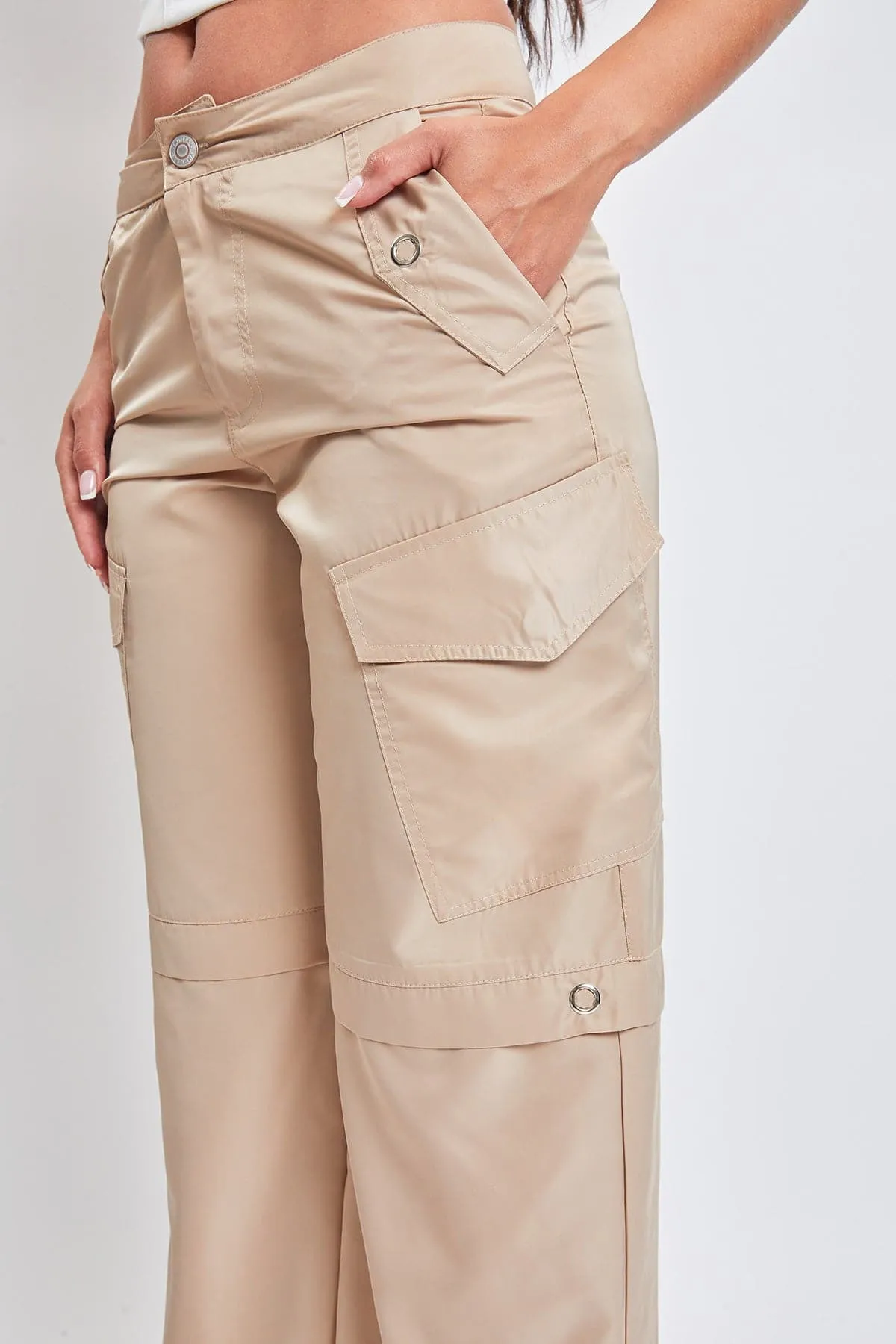 Women's  Nylon Cargo Pants With Bungee Hem